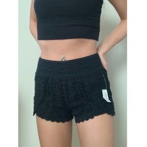 Black Crochet Shorts